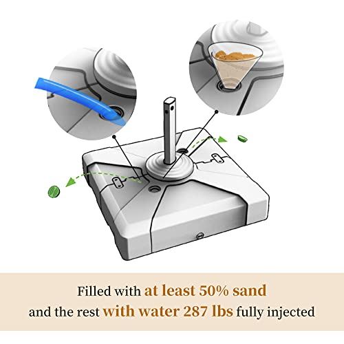 PURPLE LEAF Offset Patio Umbrella Base Sand/Water Filled Square, 36.6” X 36.6”