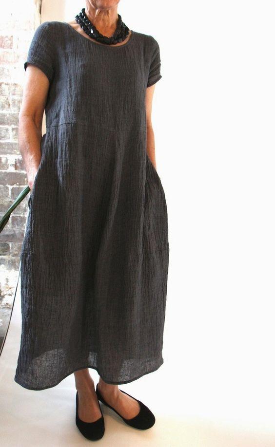 Women Casual Linen Dress Round Neck Short Sleeve Shift Summer Dresses