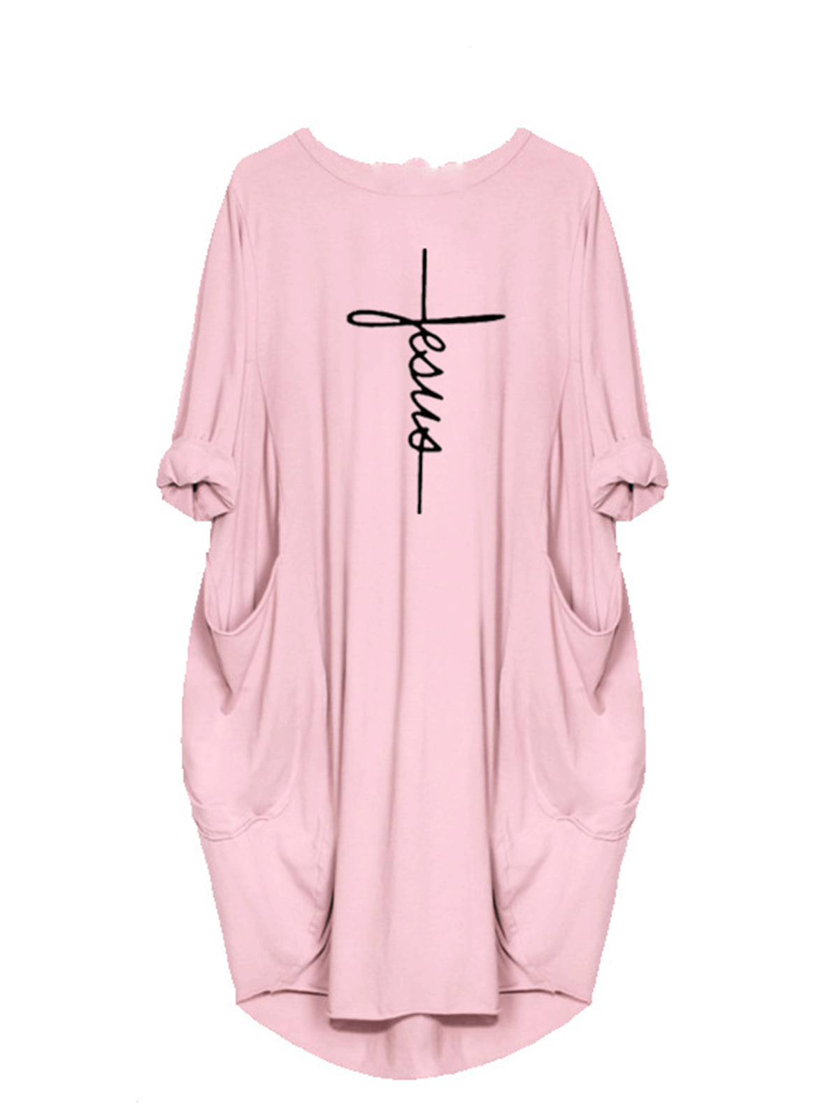 Casual Plus Size Pocket Printed Shirt Dresses