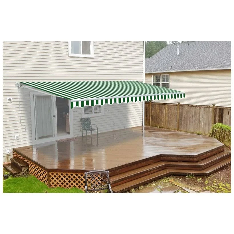 Aleko FAB16X10GRWT00 Retractable Awning Fabric Replacement 16 x 10 Feet Green and White Striped
