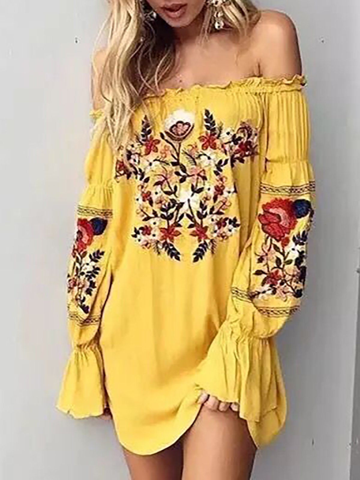 Ruffles Floral Beach Cover-Up