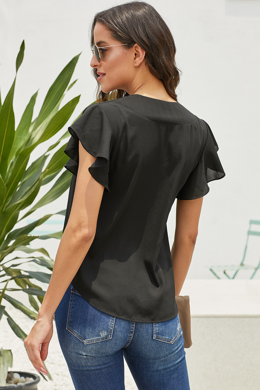 Black Forever Tonight Button Down Tie Top