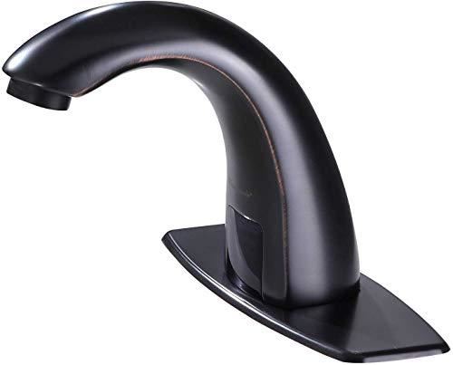 Sensor Touchless Black Bathroom Sink Faucet with Hole Cover Plate, Oil Rubbed Bronze Vanity Faucets