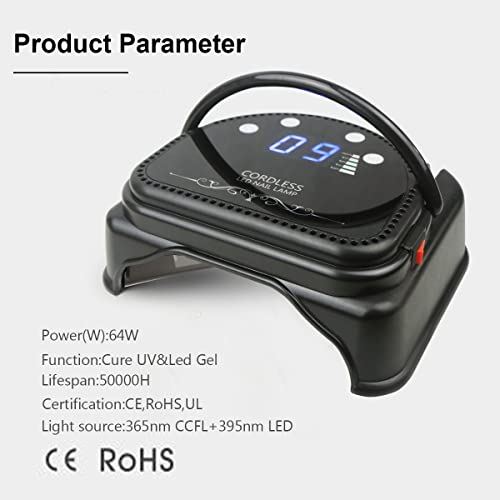 Rechargeable 64W Led UV Gel Nail Lamp, Wireless Nail Gel Machine,Nail