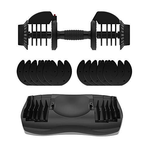 Ativafit Adjustable Dumbbell Fitness Dial Dumbbell with Handle and Weight Plate (Black)