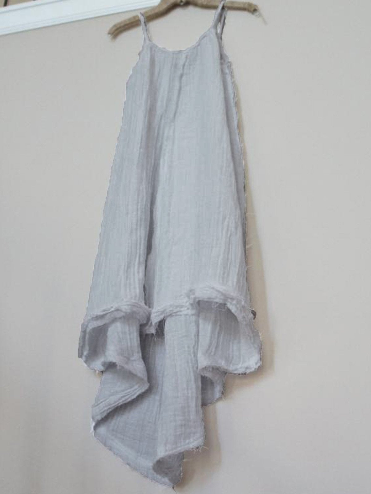 Summer Round Neck Solid Asymmetrical Hem Braces Skirts