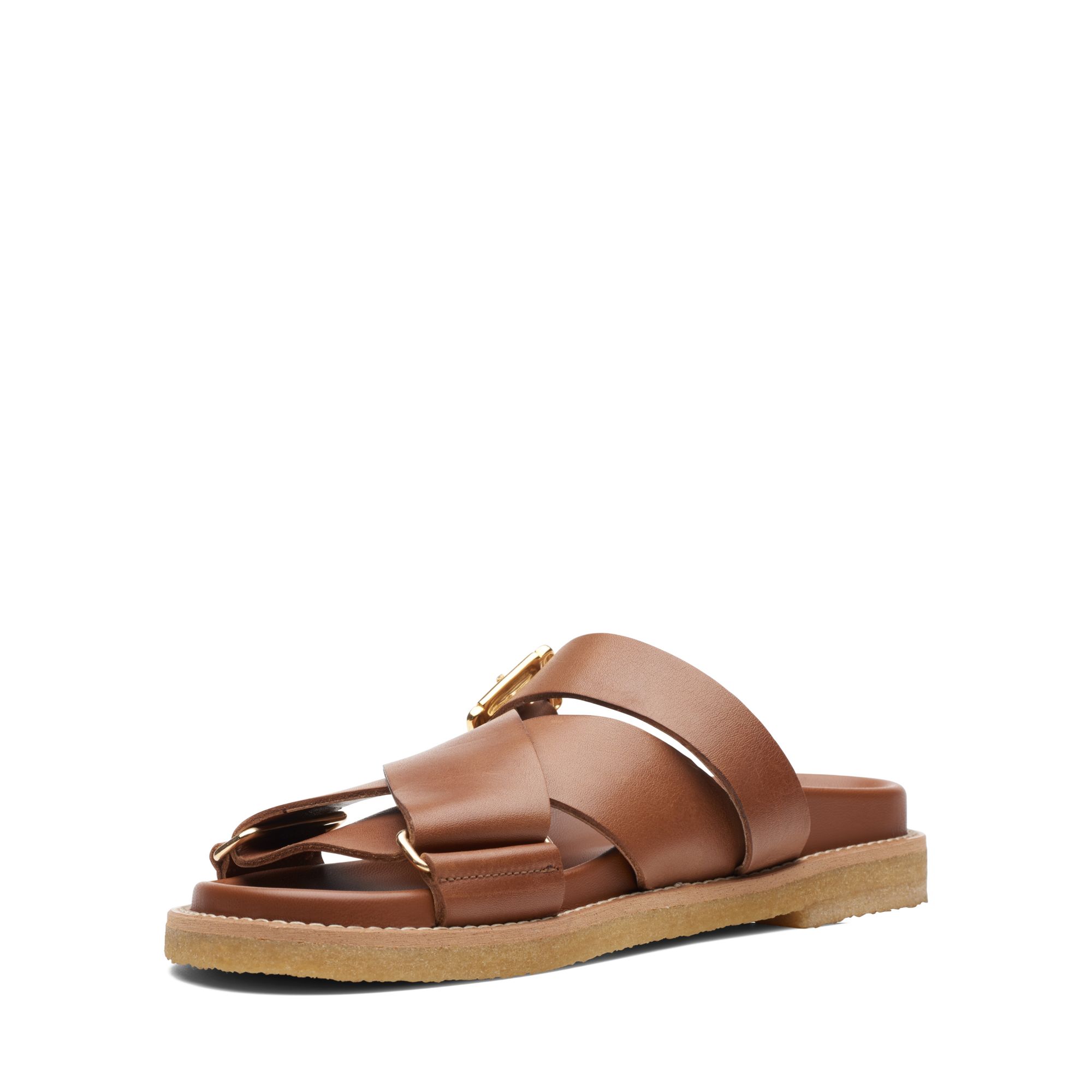 Women Sandals Desert Cross Tan Leather