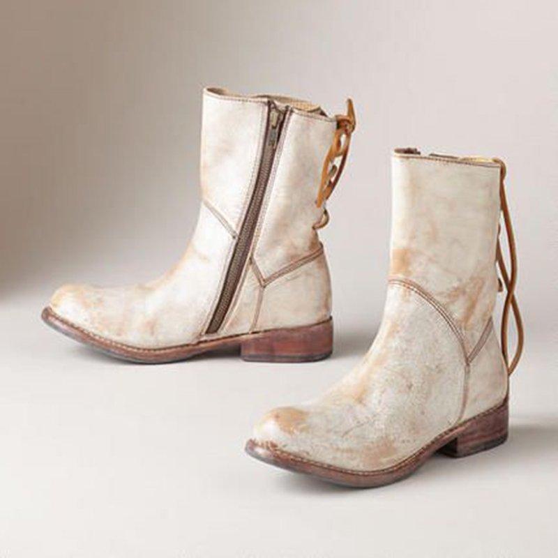 Womens Casual Zipper Pu Round Toe Ankle Boots