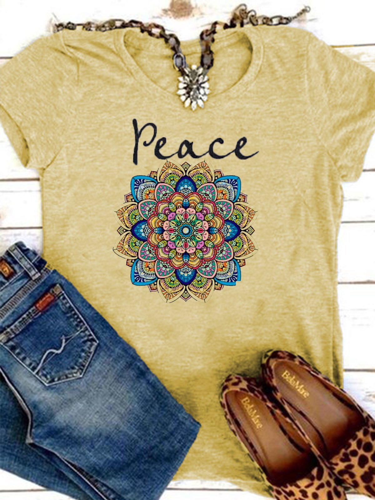Printed Short Sleeve Round Neck Shirts & Tops