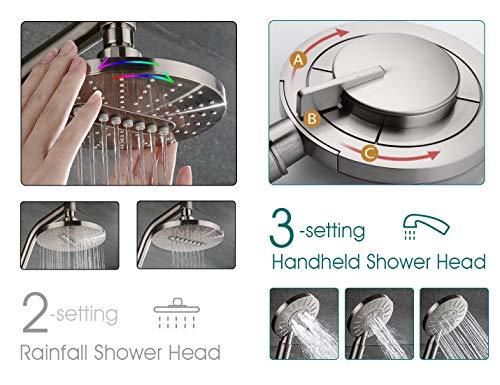 handheld shower head Brass Shower Column �C Height Adjustable Slider Brushed Nickel