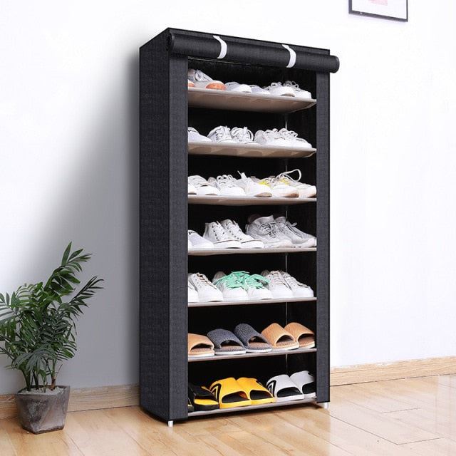 Simple Shoe Rack Multi-layer Steel Pipe Assembly Dustproof Shoe Cabinet