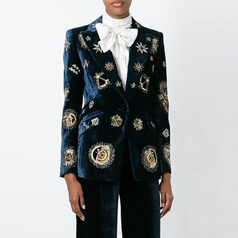 England Style Turndown Collar Long Sleeve Printed Colour Blazer