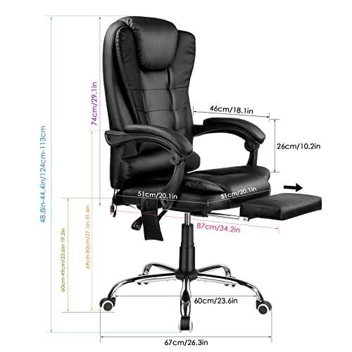 High Back Reclining Massage Office Chair with Footrest and Height Adjustable