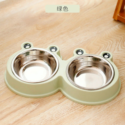 现货批发皮皮淘卡通青蛙二合一宠物双碗  库存充足青蛙型宠物碗