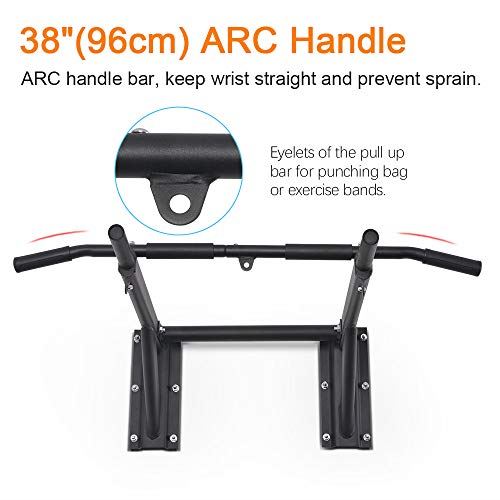 ONETWOFIT Multifunctional Wall Mounted Pull Up Bar Power Tower Set Chin Up Station Home Gym- Black & Red