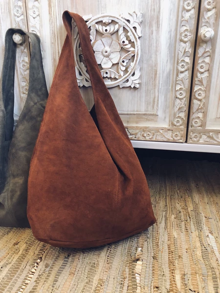 Brown Vintage Suede Solid Women's Bags