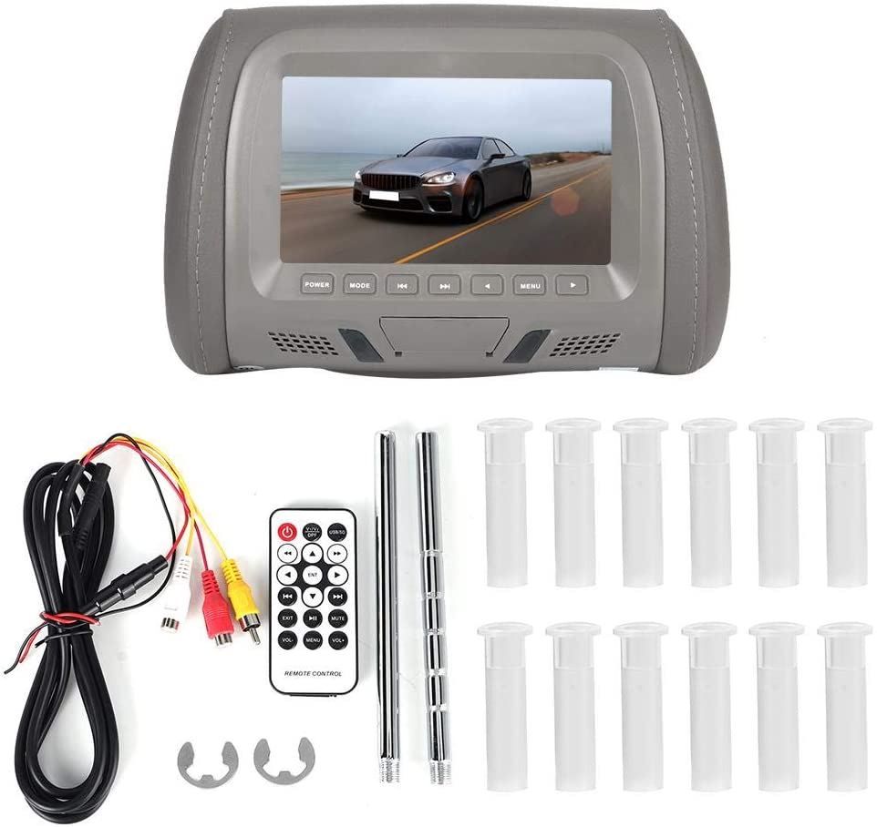 Qiilu 12V Universal 7in Auto Car Headrest Monitor MP5 Video Media Player, Black
