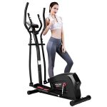 YOLENY Elliptical Trainer, Magnetic Elliptical Machine with Multiple Resistance Levels, Portable Elliptical Trainer with LCD Monitor- Black