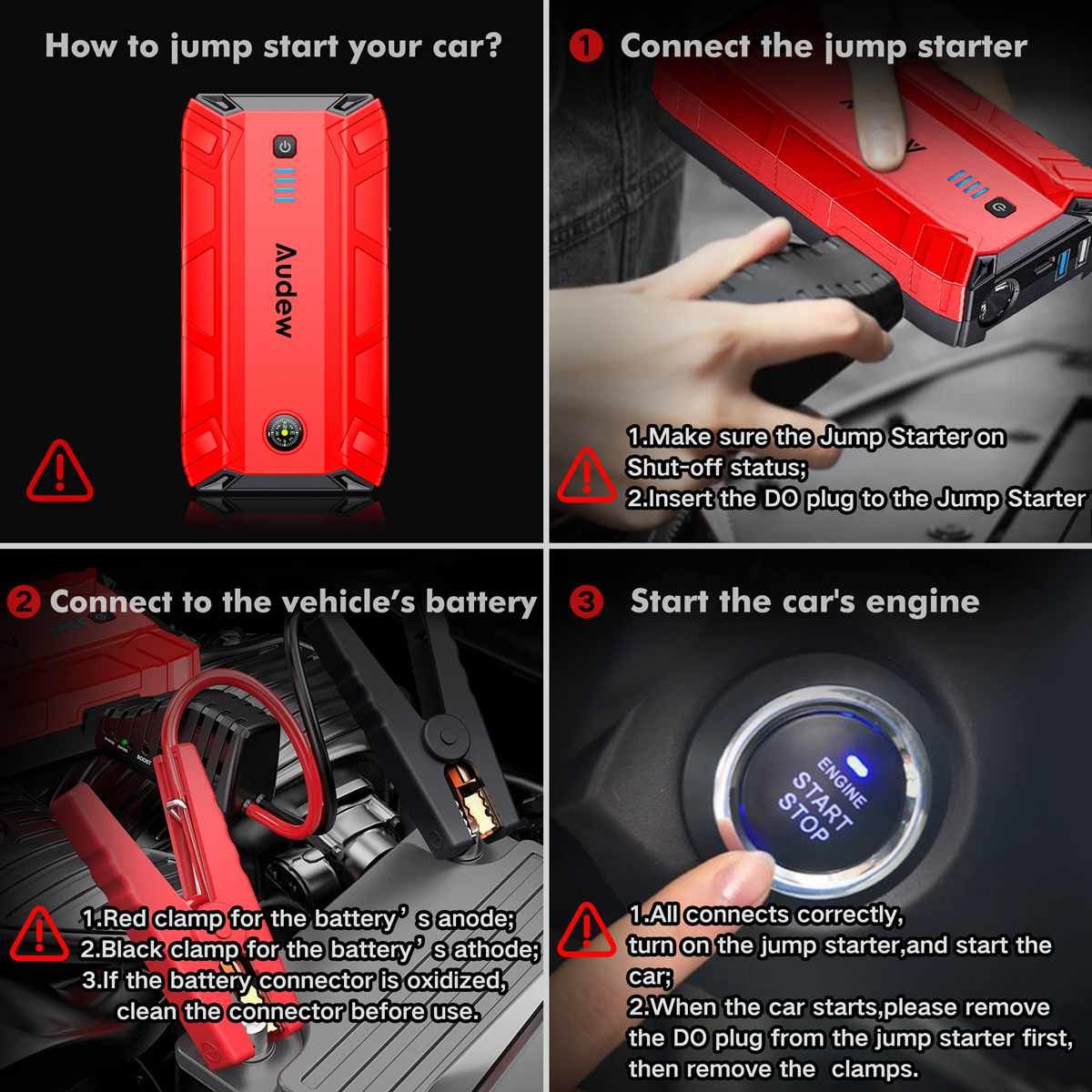 AUDEW 17000mAh 1500A Car Jump Starter Power Bank