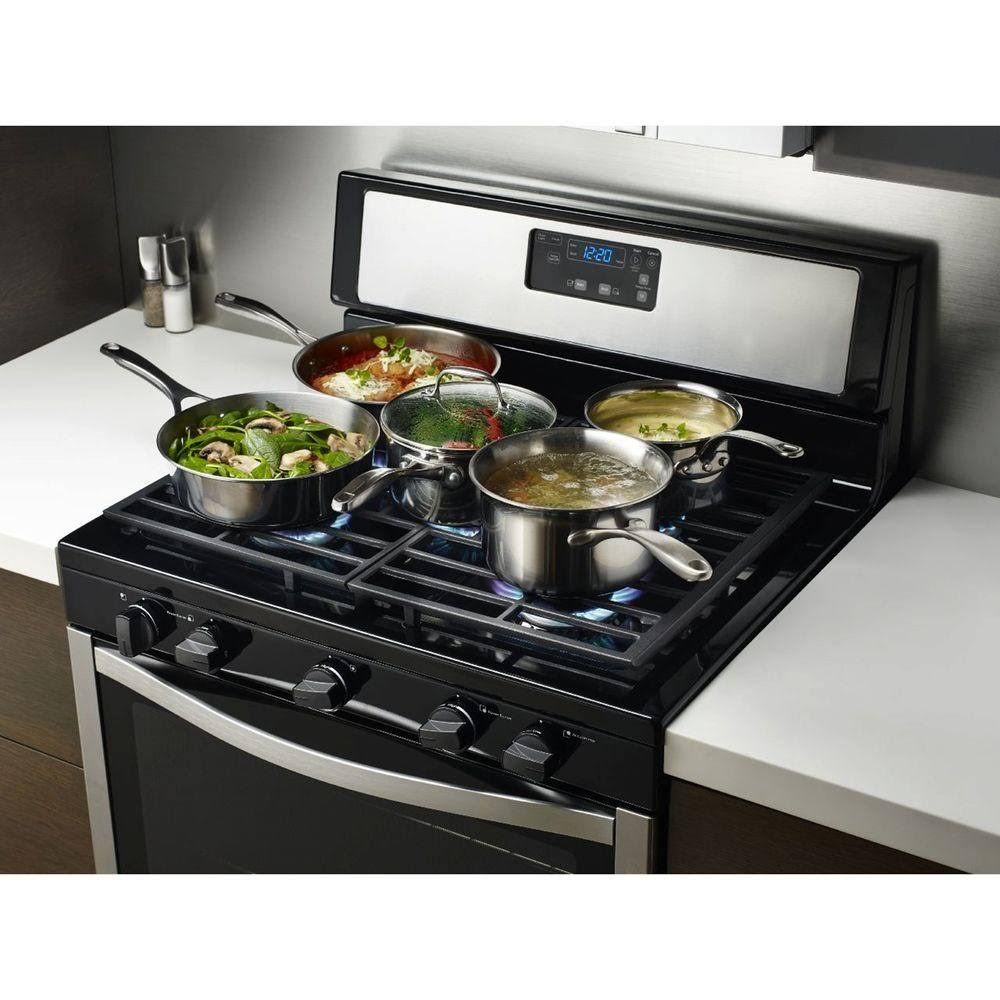 Whirlpool WFG505M0BS Gas Range with Broiler Drawer - Freestanding - 5.1 cu ft - Black/Stainless