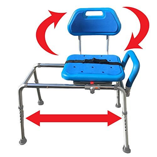 Sliding Bath Transfer Bench with Swivel Seat-Padded (Blue)