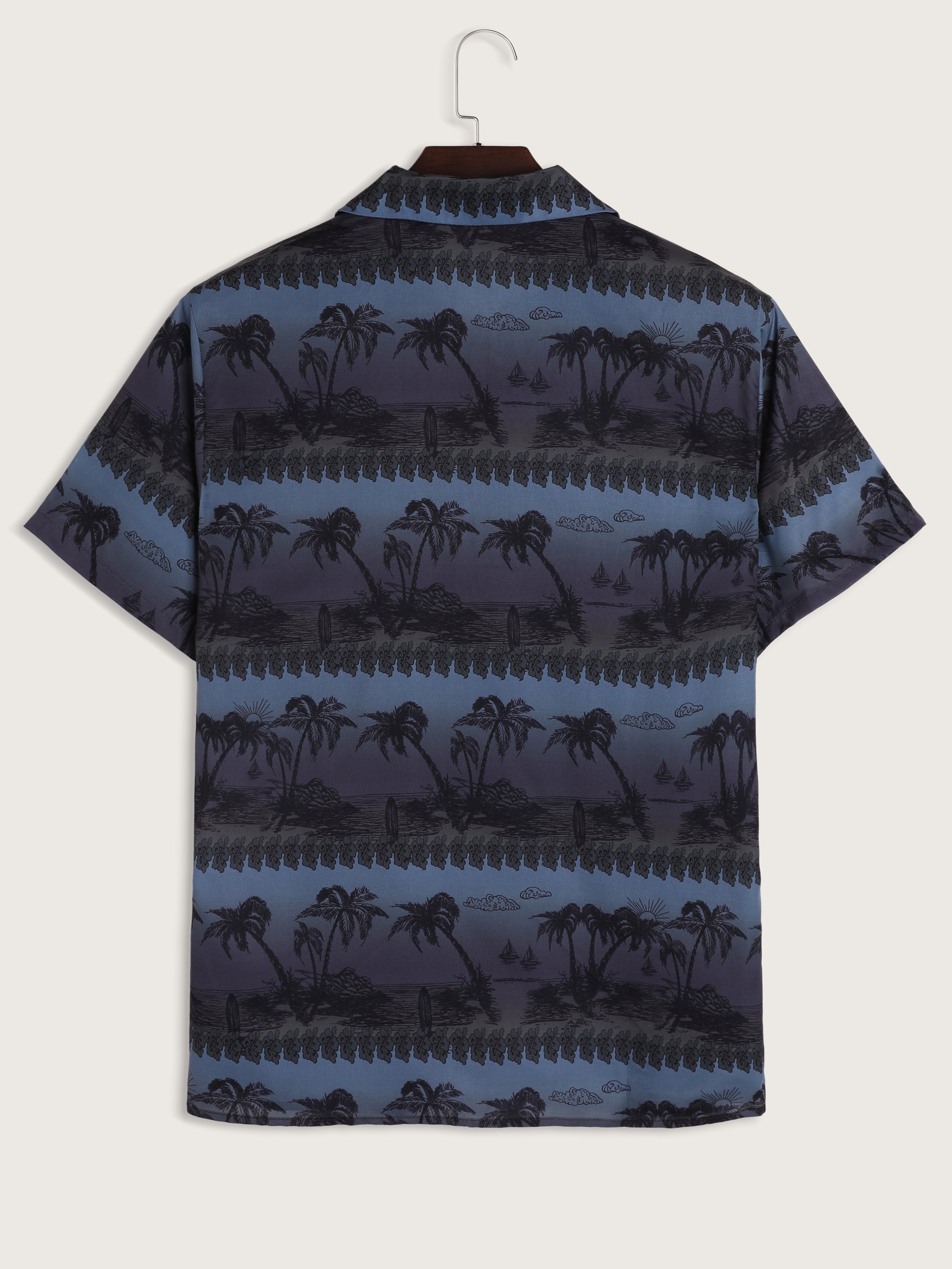 Men's Palm Tree Graphic Button Blouse