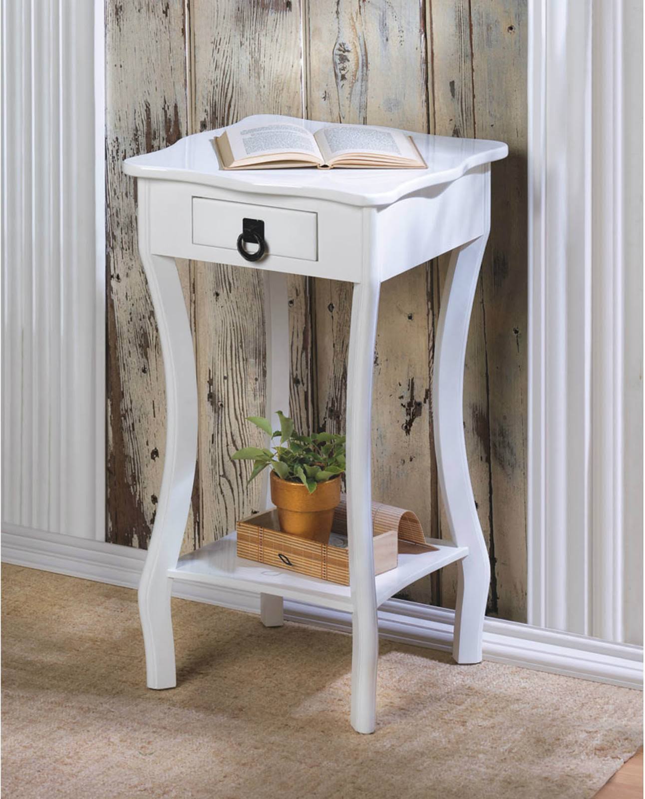 Home Locomotion Accent Table, Curvy White