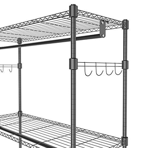 Heavy Duty Garment Rack on Wheels with 2Rod /2Hook-Hold Up to 400Lbs