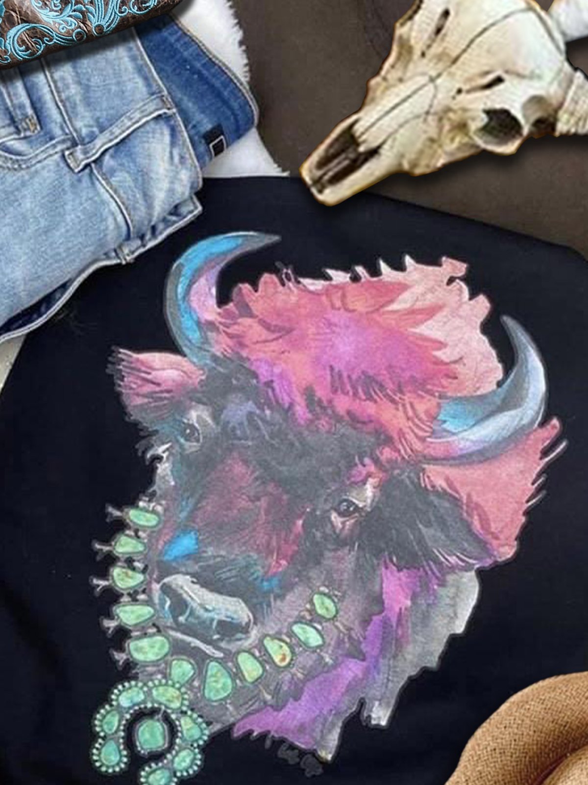 Shift Printed Crew Neck Vintage Shirts & Tops