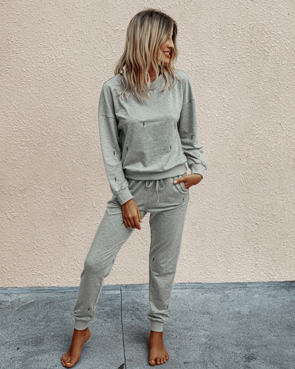Autumn Plain Two Piece Pants Set Lounge Wear