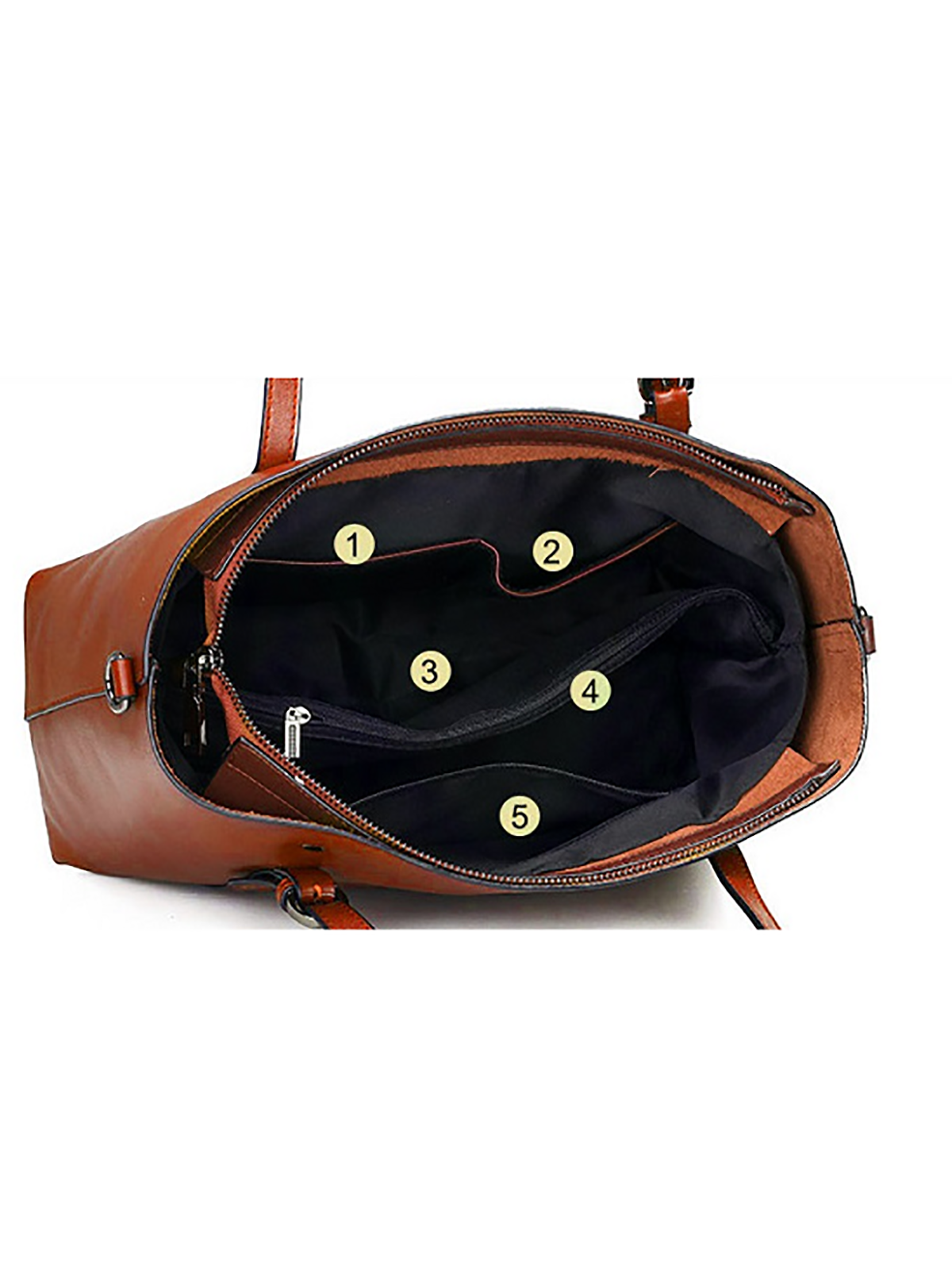 Women Oil Leather Tote Casual Front Pockets Crossbody Bags Handbags