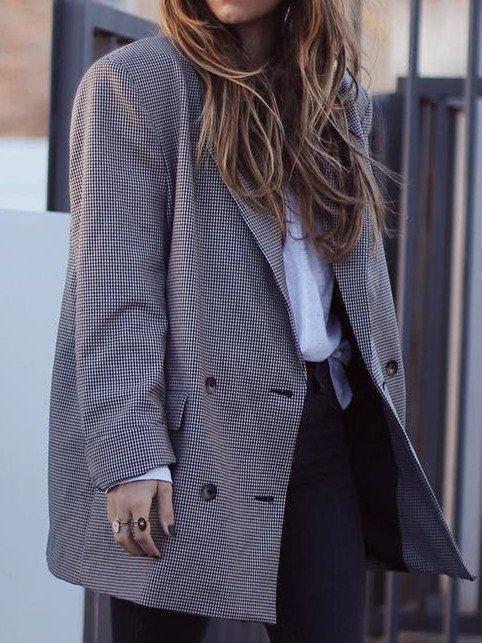 Plaid Elegant Buttoned Outerwear