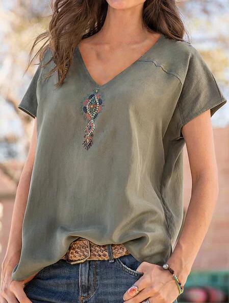 Casual Cotton-Blend Printed Shirts & Tops