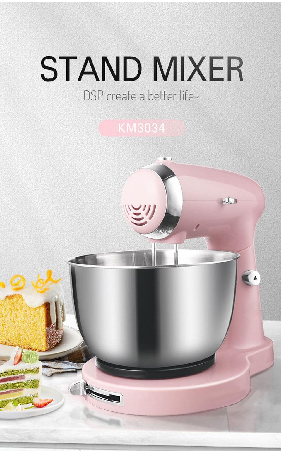 3.2L Stand Mixer Planetary Food mixer Double shaft Chef Machine Whipped cream machine