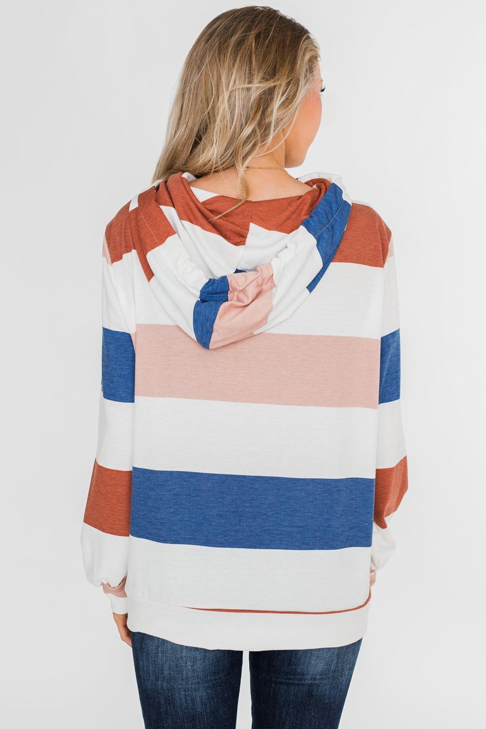 Blue Knocking Overlap Hoodie