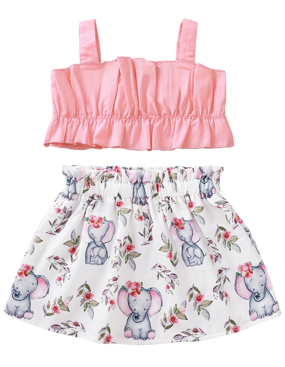 Kids Girl Summer Crop Top and Floral Skirt Set