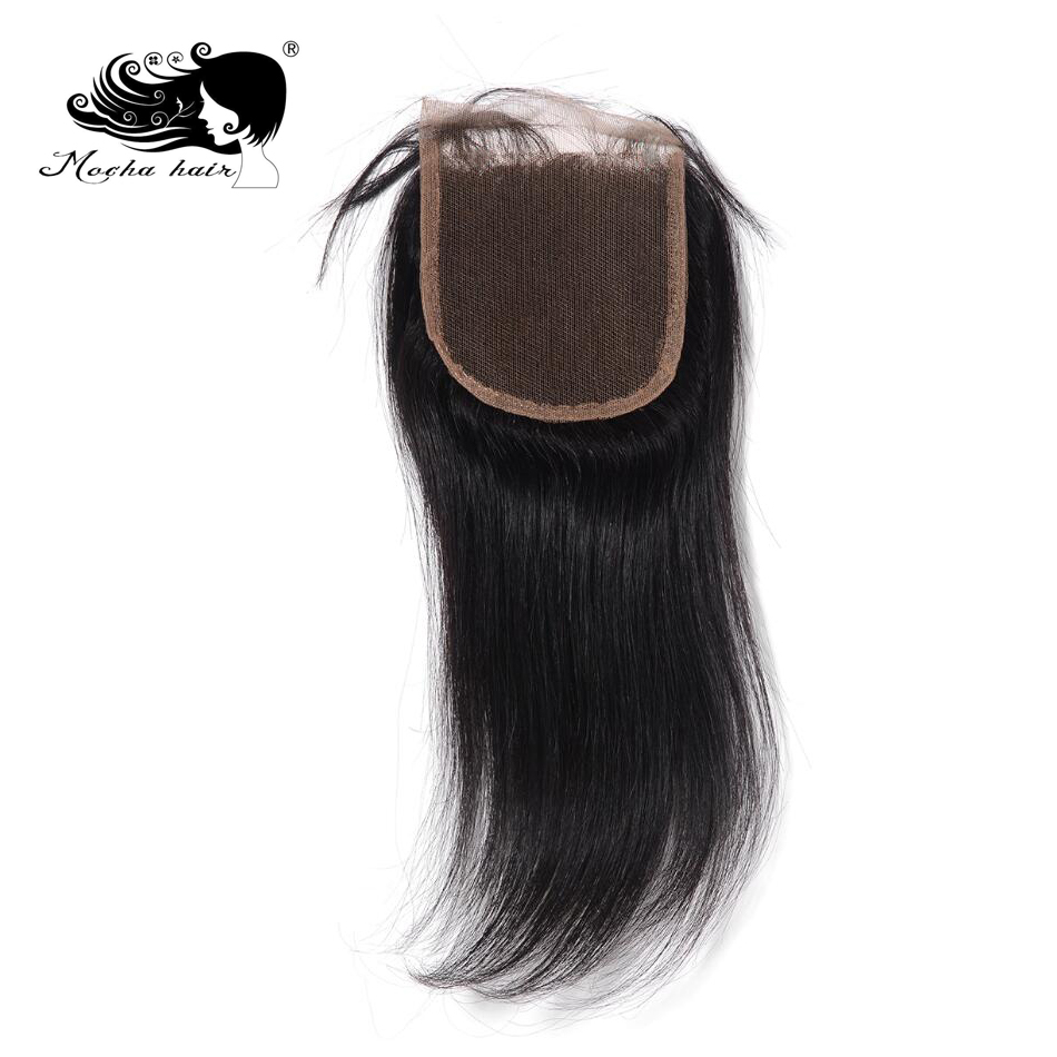 Mocha Hair Remy Straight Hair Lace Closure 4 X 4  Free Part 8inch-18inch