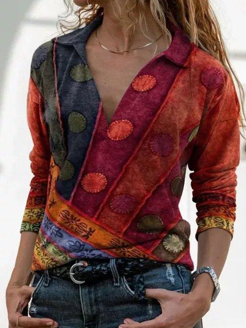 Cotton-Blend Casual Long Sleeve Shirts & Tops