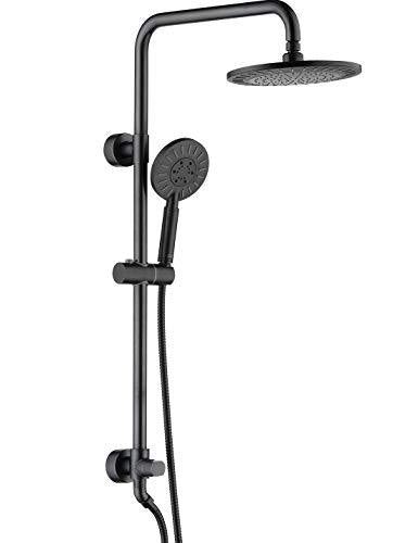 shower head and handheld shower head with height adjustable holder
