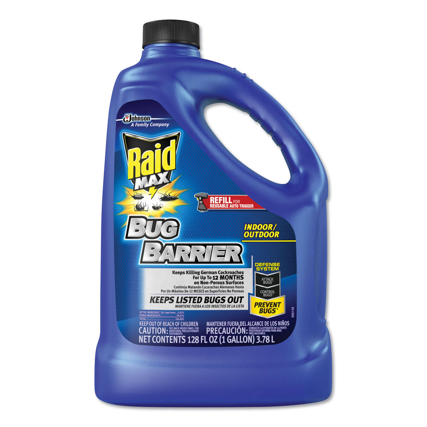 Raid Max Bug Barrier, 128 oz Bottle Refill, 4/Carton (SJN316225)