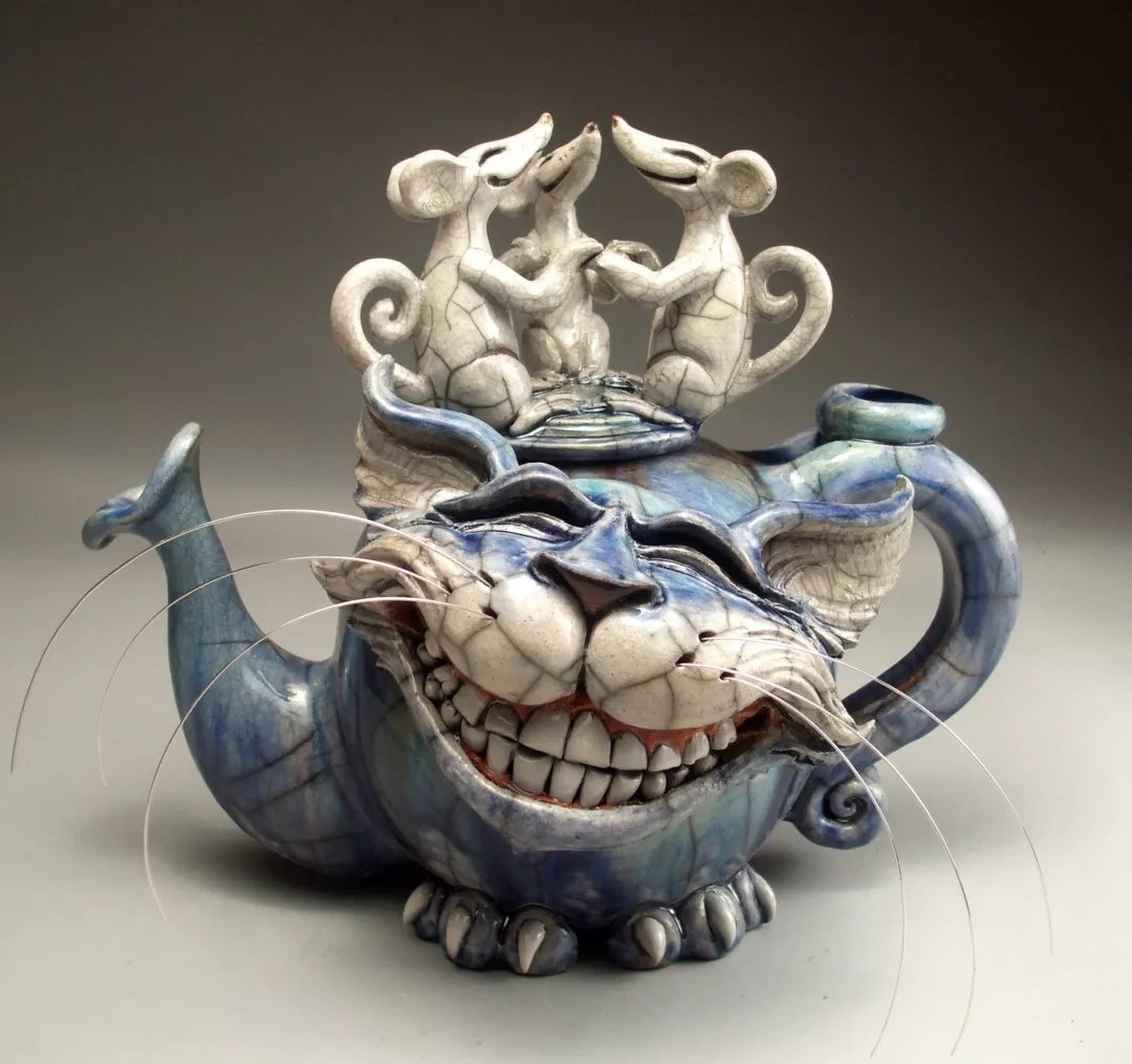 Last Day 50% OFF ! HANDMADE ART CAT TEAPOT
