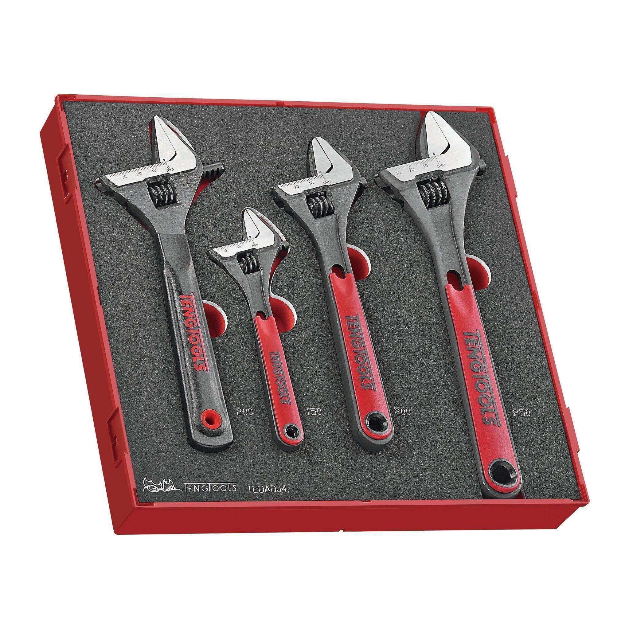 Teng Tools – 4 Piece Adjustable Wrench Set in EVA Tray – TEN-O-TEDADJ4