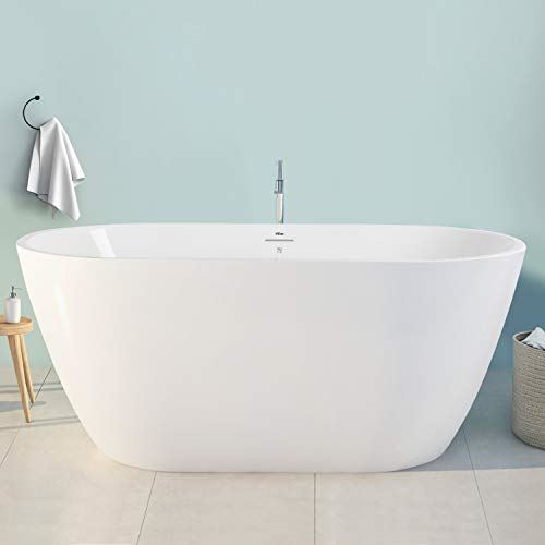 Shaped Freestanding Soaking Bathtub, cUPC Certified, Glossy White Freestanding