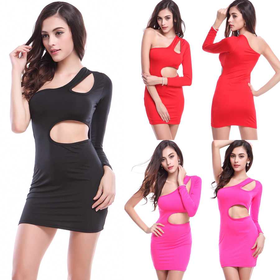 Cut Out Mini Club Dress with Single Sleeve