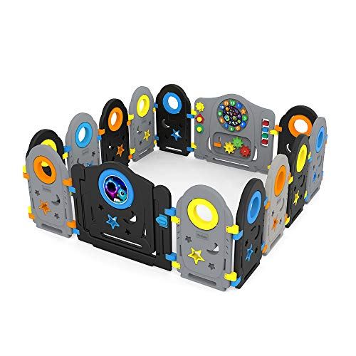 Safe Zone Playpen Gray Black Baby Playpen – Kids Activity Center Playard
