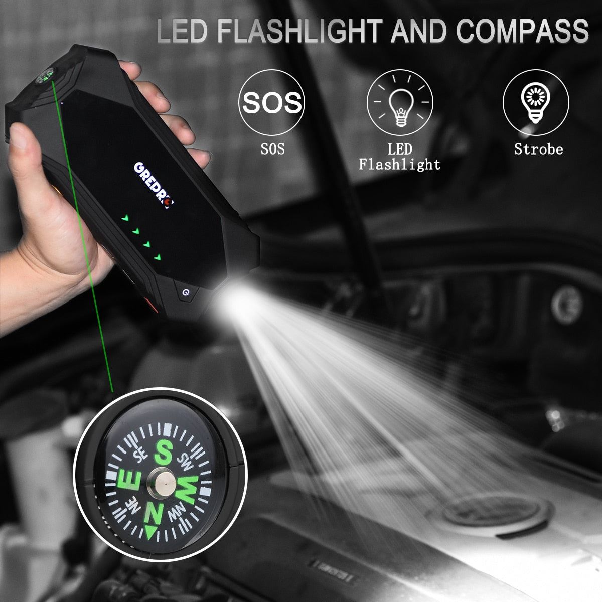 Car Starter Auto Power Bank Jump Starter 1000A Car Buster 12V Vehicle Emergency Battery Auto Booster Battery Powerful LED Light