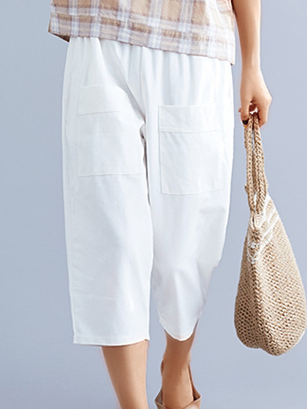 Plus Size Women Plain Casual Pants