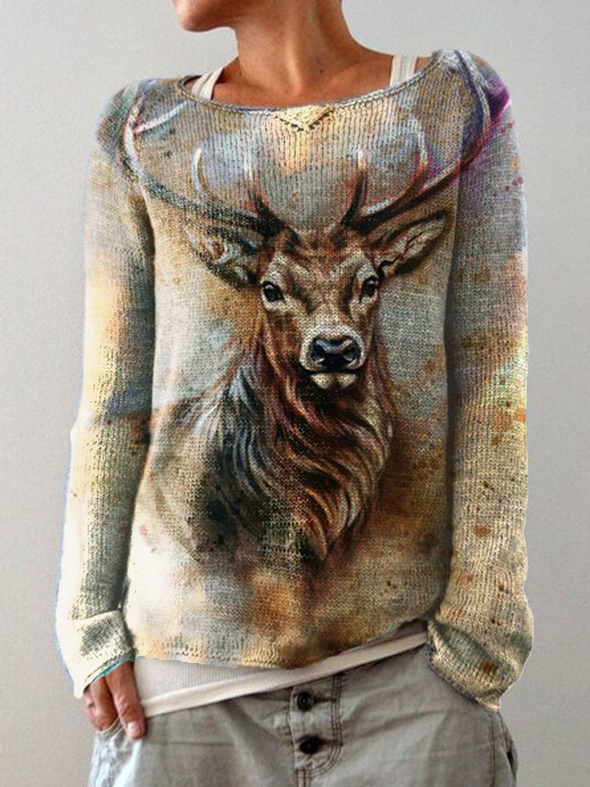 Crew Neck Casual Long Sleeve Shift Shirts & Tops