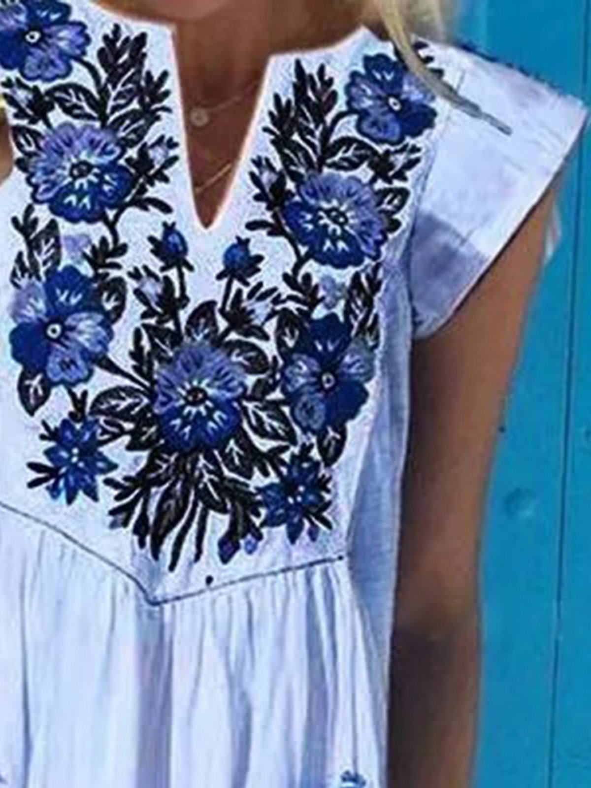 Women V-Neck Printed Holiday Summer Dresses