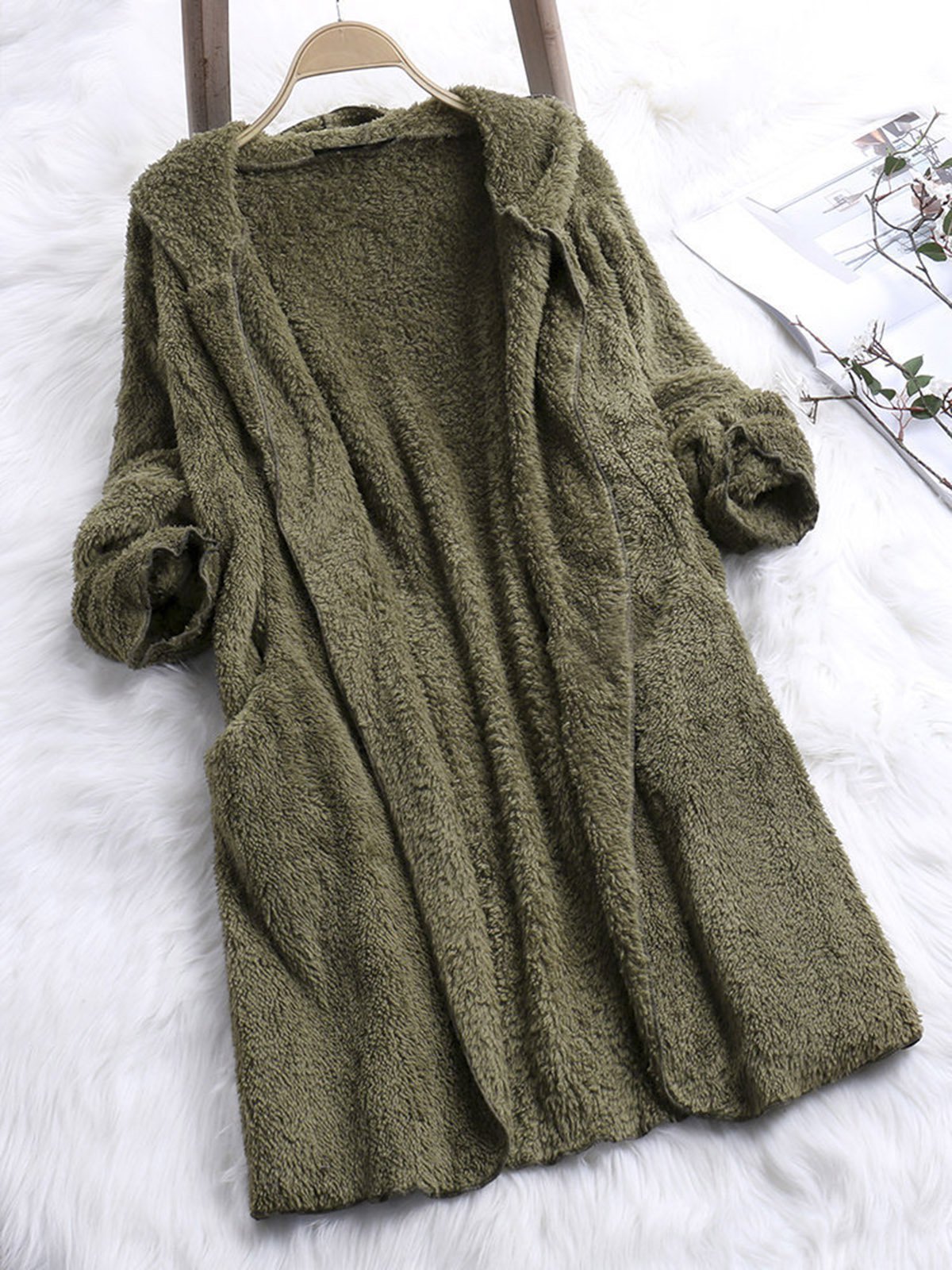 Fleece Fuzzy Sherpa Coat Cashmere Pockets Teddy Bear Coats